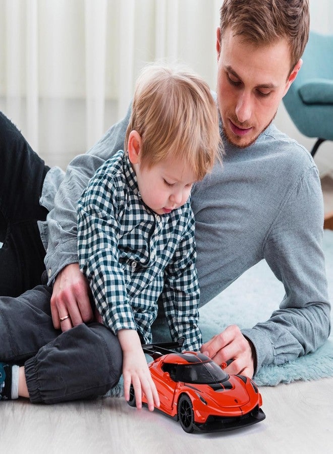 FEXXA سيارة FEXXA Koenigsegg Jesko بمقياس 1:32 مصنوعة من المعدن المصبوب، مزودة بأبواب قابلة للفتح، وإضاءة وصوت، ووظيفة السحب للخلف، لعبة داخلية وخارجية للأطفال (برتقالي) - Image 2